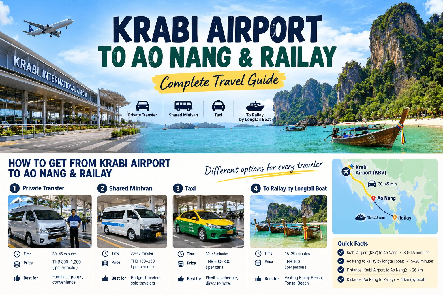 Krabi Airport to Ao Nang & Railay – Complete Travel Guide